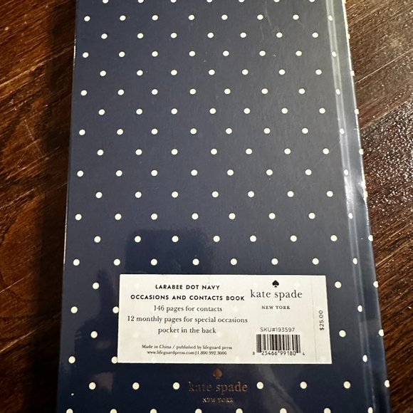 NWT kate spade Occasions and Contacts Book, Navy with White Dots - Picture 2 of 3